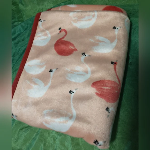 Pink and White Swan Receiving Blanket and Latte Teething Toy - Picture 5 of 5